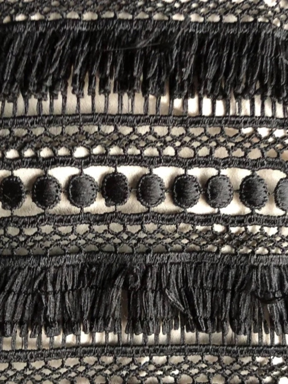 NWOT J. Crew Black Cream Fringe Tassel Tiered Shift Dress Sz 0 Cocktail $198 - Picture 4 of 4